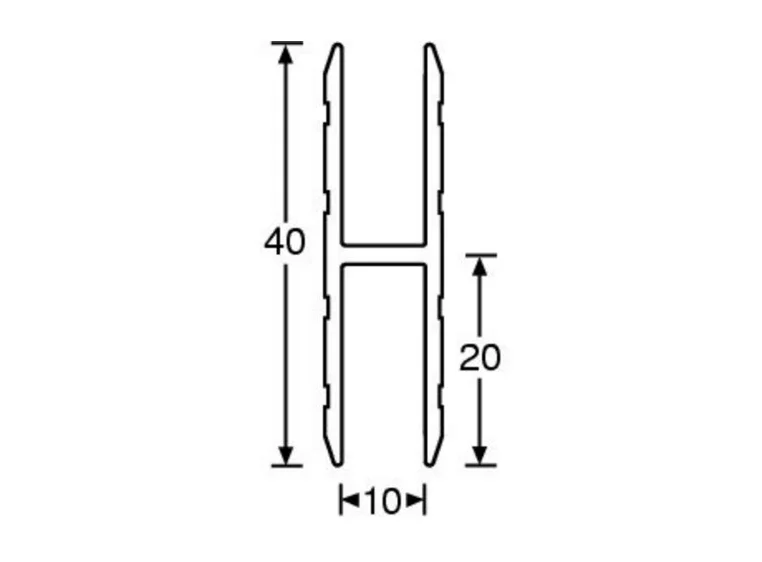 Adam Hall Hardware 6127 - Aluminium H-profil 10 mm for skjøt *Pris per meter 